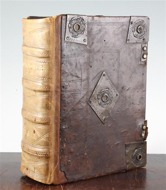 A King James I bible 1613-18, imprinted at London by Robert Barker, quarto, some losses